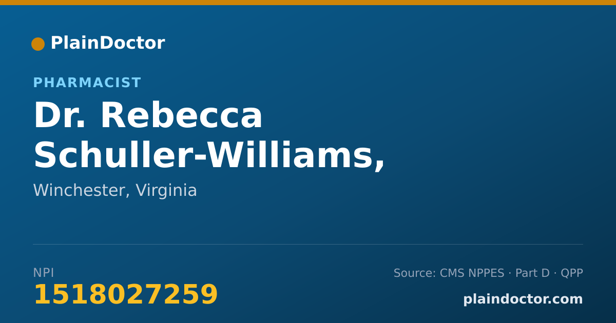 Shareable card for Rebecca Schuller-Williams, PHARM.D. - Pharmacist, Winchester, VA