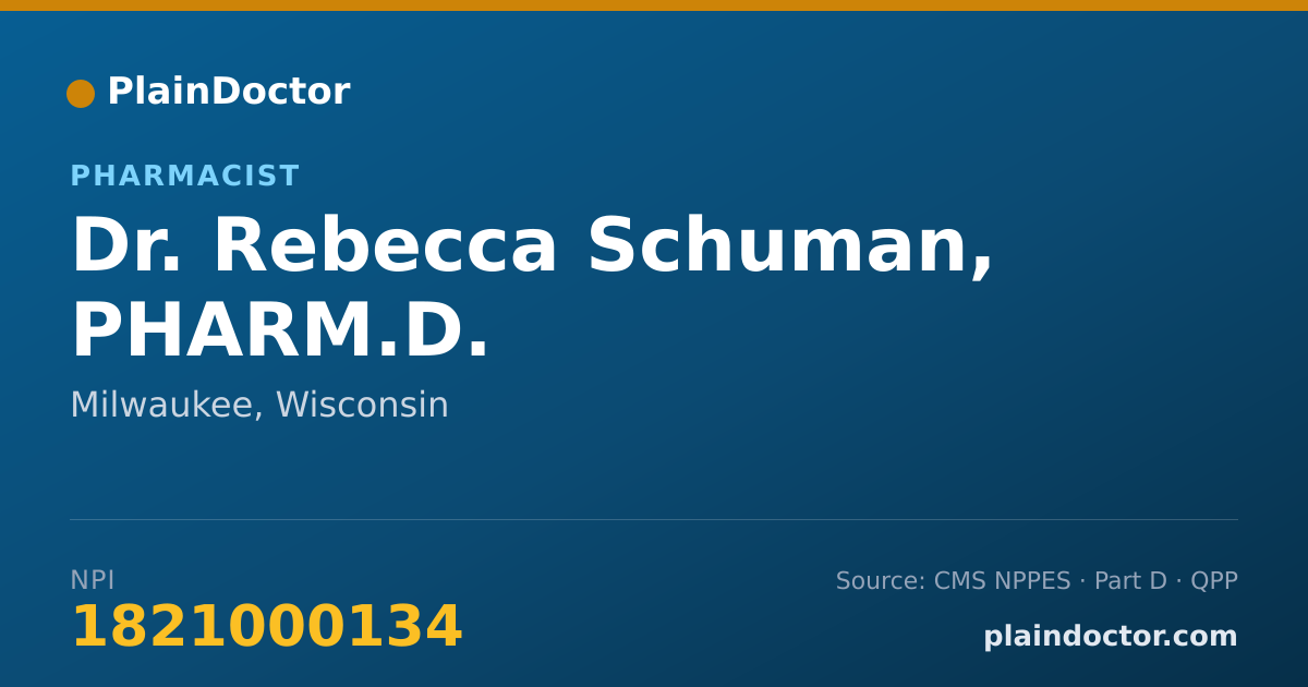 Shareable card for Rebecca Schuman, PHARM.D. - Pharmacist, Milwaukee, WI