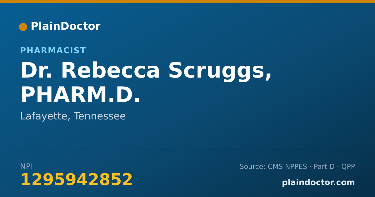 Shareable card for Rebecca Scruggs, PHARM.D. - Pharmacist, Lafayette, TN