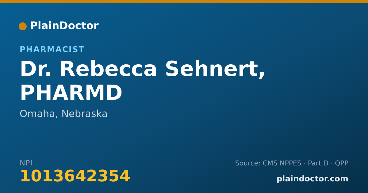 Shareable card for Rebecca Sehnert, PHARMD - Pharmacist, Omaha, NE