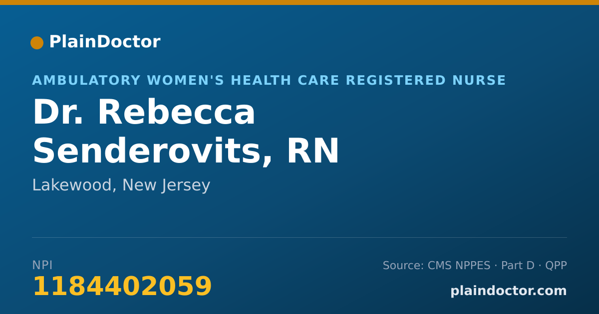 Shareable card for Rebecca Senderovits, RN - Ambulatory Women's Health Care Registered Nurse, Lakewood, NJ