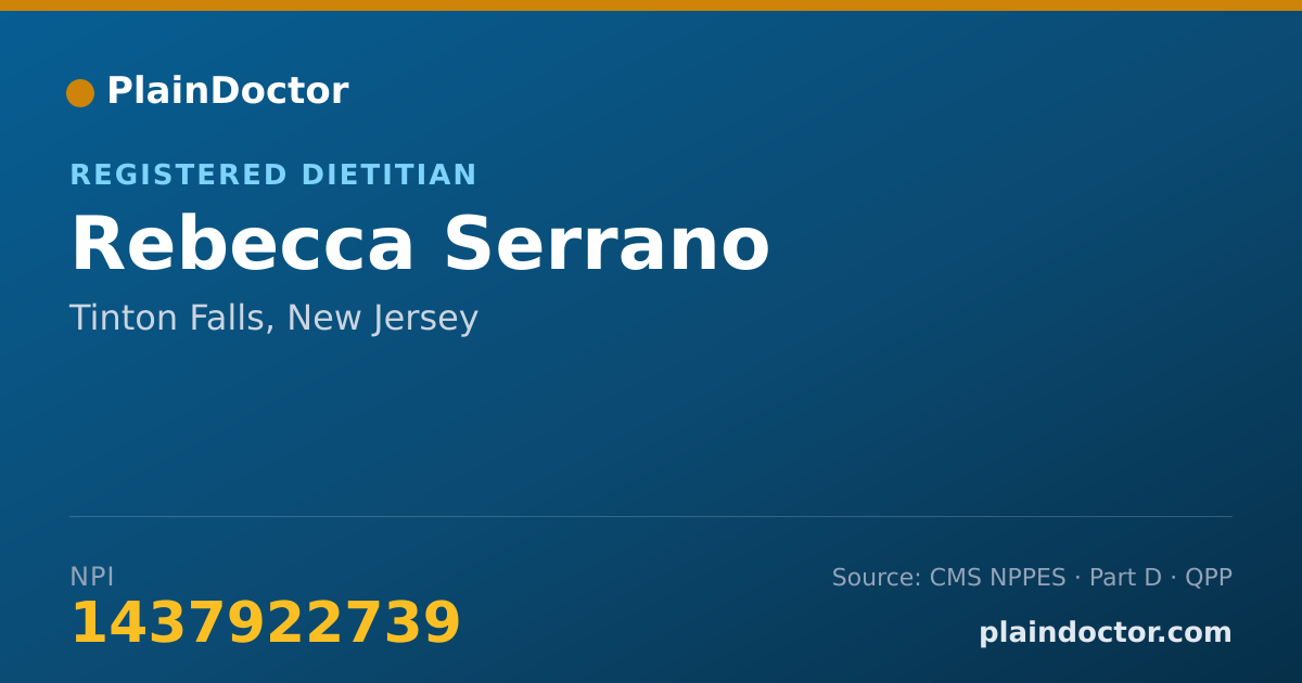 Shareable card for Rebecca Serrano - Registered Dietitian, Tinton Falls, NJ