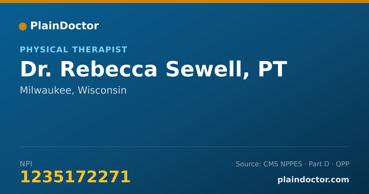 Shareable card for Rebecca Sewell, PT - Physical Therapist, Milwaukee, WI