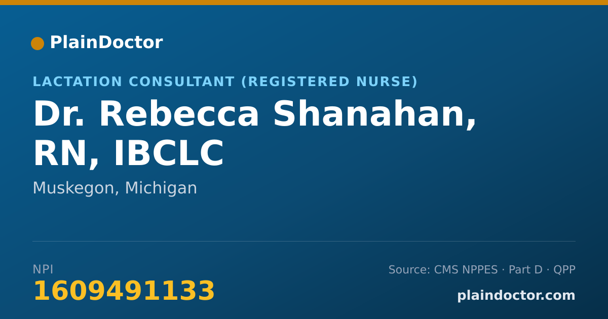 Shareable card for Rebecca Shanahan, RN, IBCLC - Lactation Consultant (Registered Nurse), Muskegon, MI
