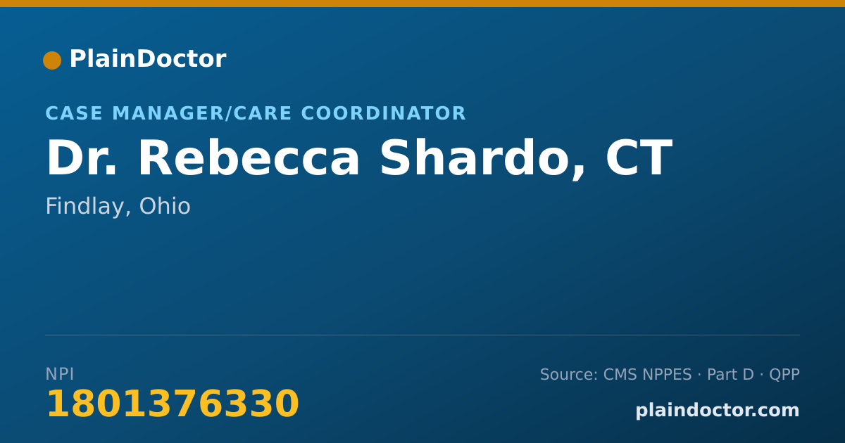 Shareable card for Rebecca Shardo, CT - Case Manager/Care Coordinator, Findlay, OH