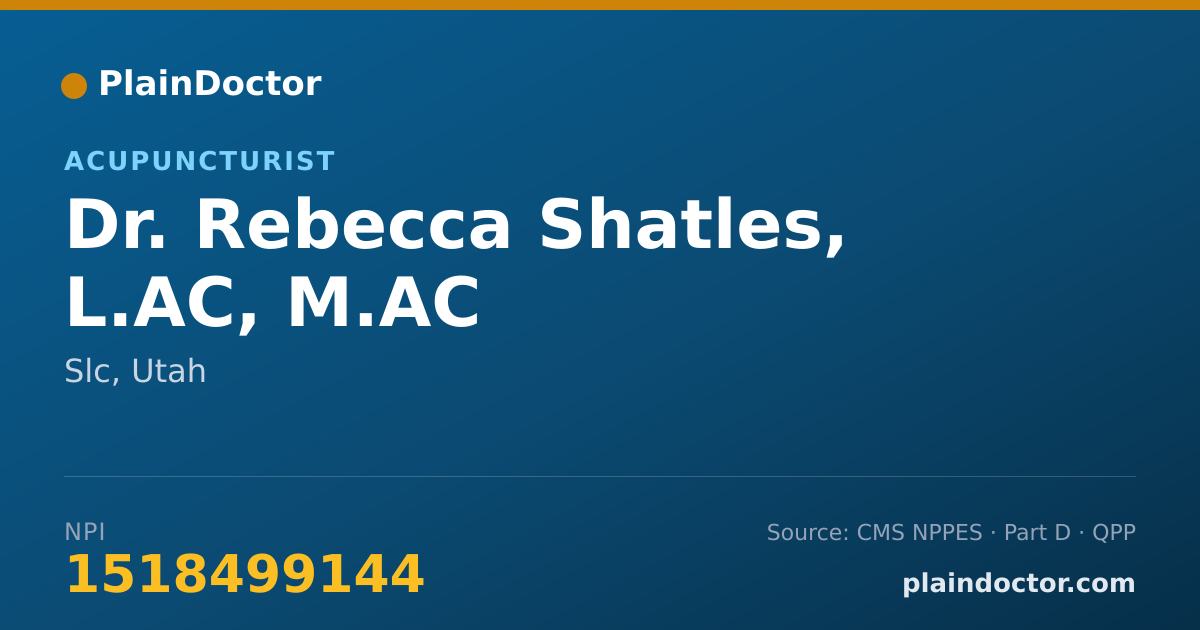 Shareable card for Rebecca Shatles, L.AC, M.AC - Acupuncturist, Slc, UT
