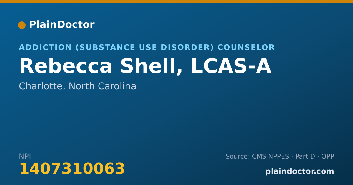 Shareable card for Rebecca Shell, LCAS-A - Addiction (Substance Use Disorder) Counselor, Charlotte, NC