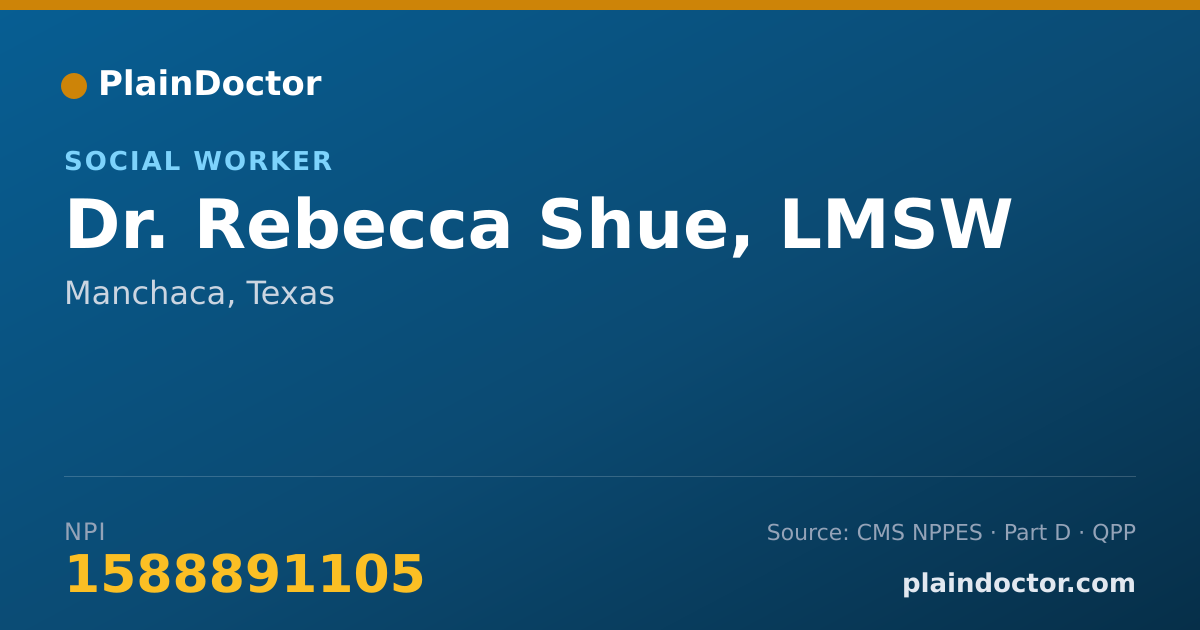 Shareable card for Rebecca Shue, LMSW - Social Worker, Manchaca, TX