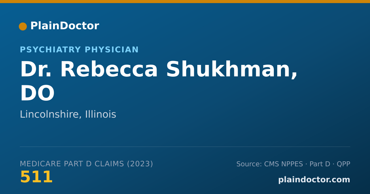 Shareable card for Rebecca Shukhman, DO - Psychiatry Physician, Lincolnshire, IL