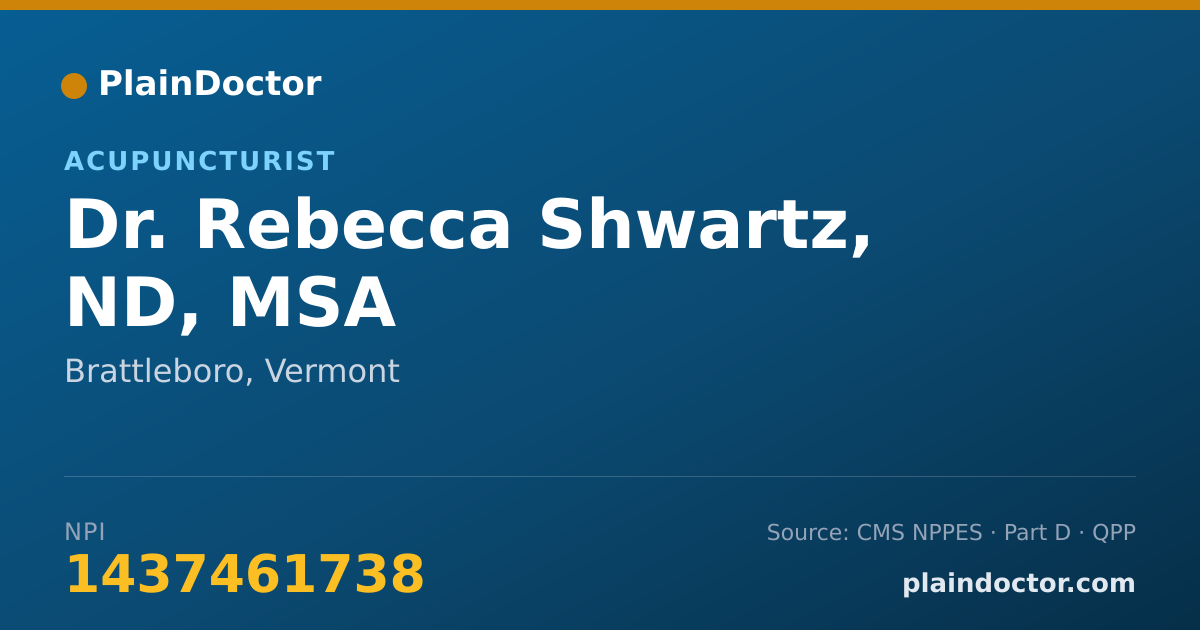 Shareable card for Rebecca Shwartz, ND, MSA - Acupuncturist, Brattleboro, VT