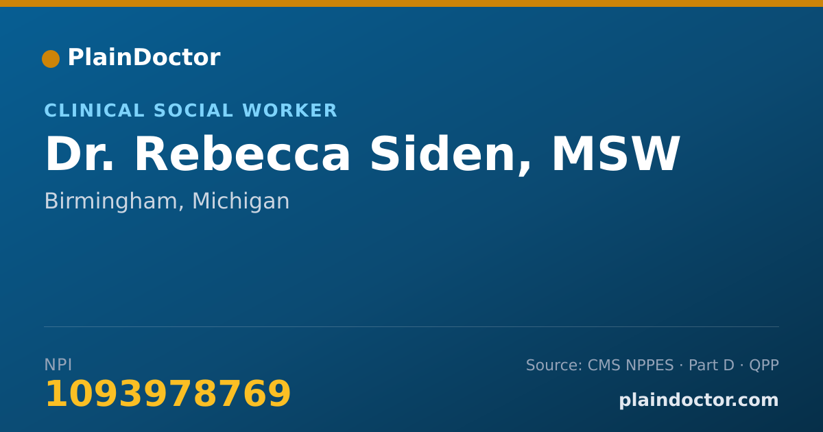 Shareable card for Rebecca Siden, MSW - Clinical Social Worker, Birmingham, MI