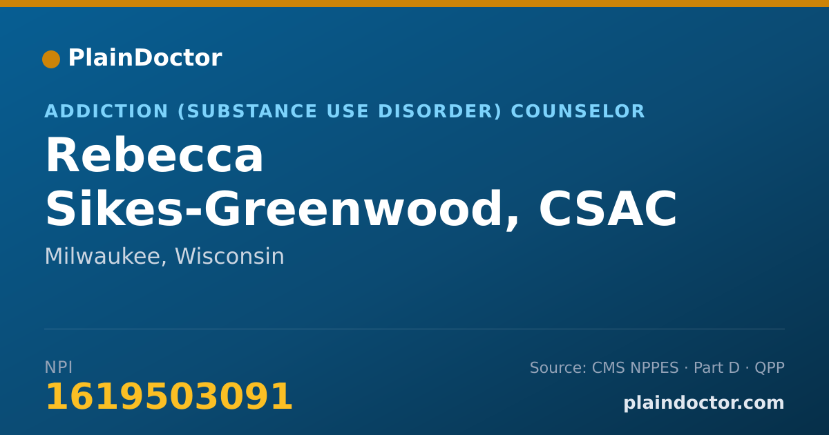 Shareable card for Rebecca Sikes-Greenwood, CSAC - Addiction (Substance Use Disorder) Counselor, Milwaukee, WI