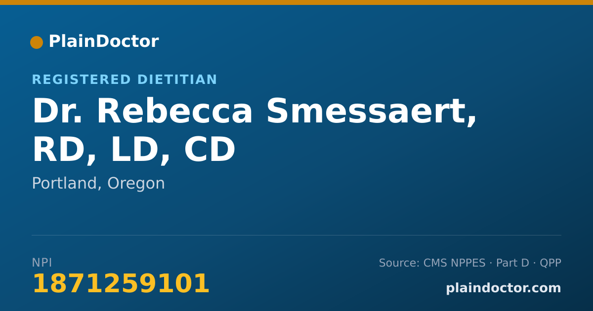 Shareable card for Rebecca Smessaert, RD, LD, CD - Registered Dietitian, Portland, OR