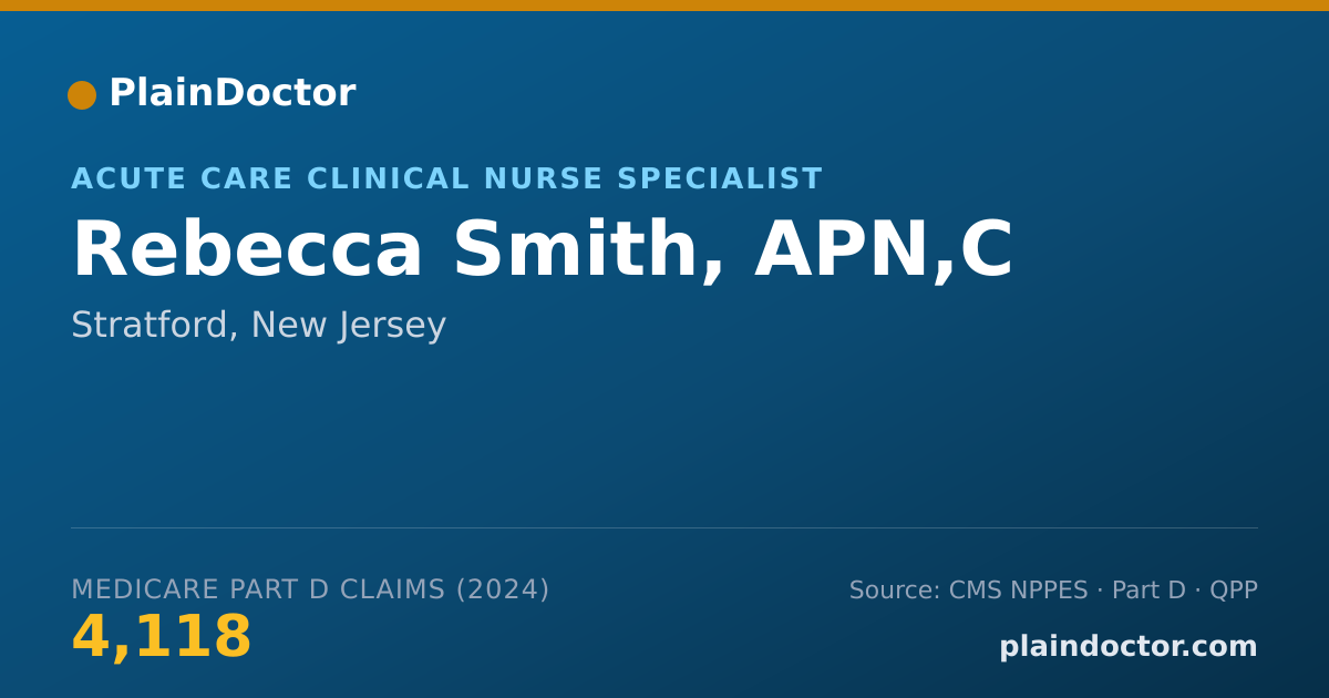 Shareable card for Rebecca Smith, APN,C - Acute Care Clinical Nurse Specialist, Stratford, NJ