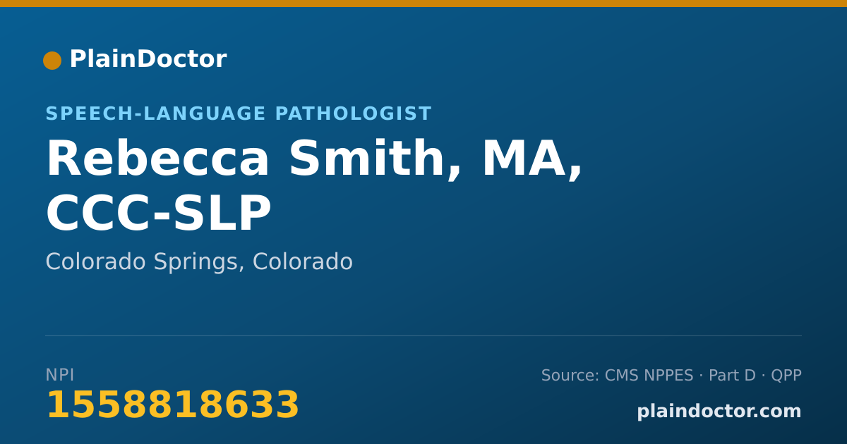 Shareable card for Rebecca Smith, MA, CCC-SLP - Speech-Language Pathologist, Colorado Springs, CO