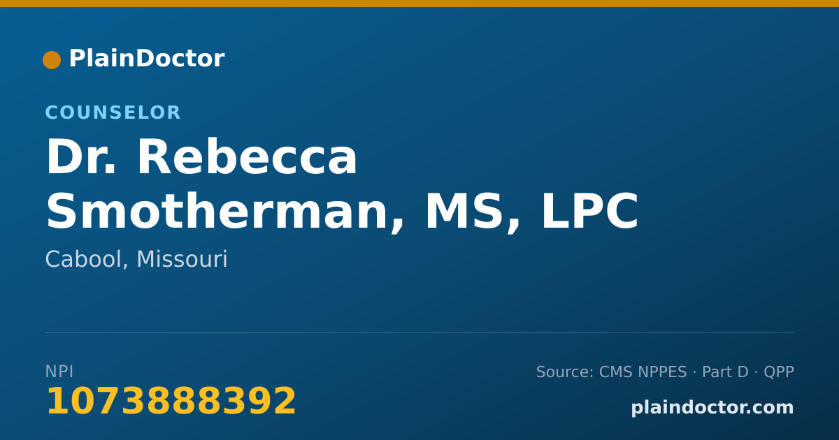 Shareable card for Rebecca Smotherman, MS, LPC - Counselor, Cabool, MO