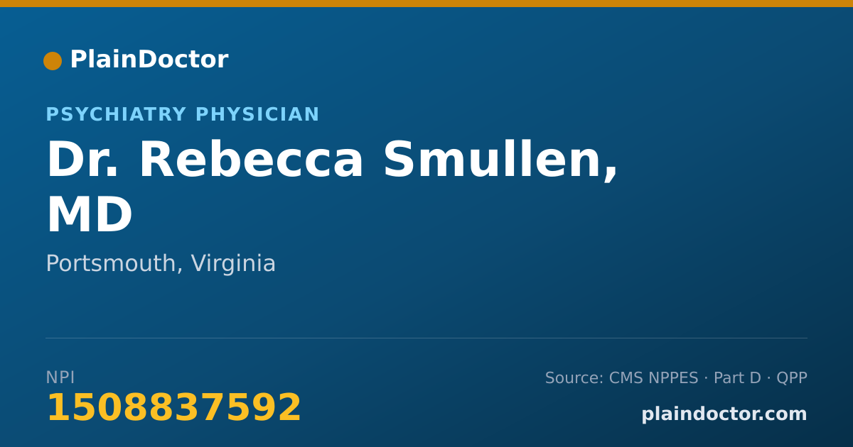 Shareable card for Rebecca Smullen, MD - Psychiatry Physician, Portsmouth, VA