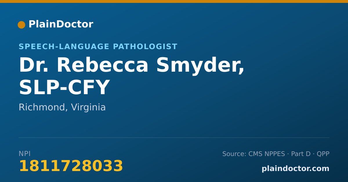 Shareable card for Rebecca Smyder, SLP-CFY - Speech-Language Pathologist, Richmond, VA