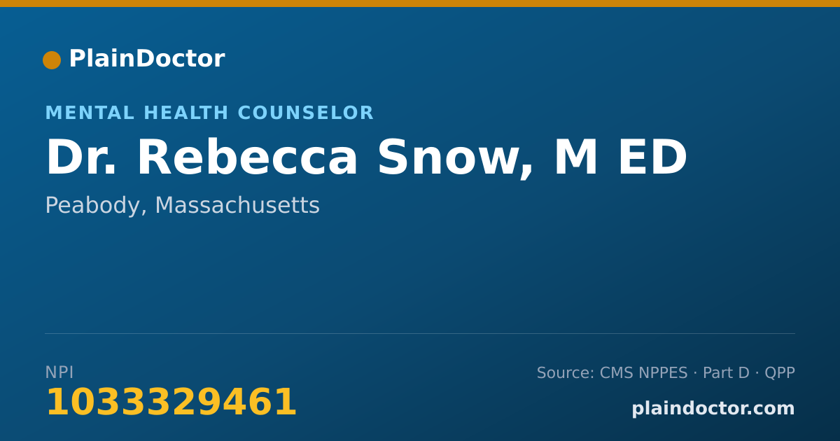 Shareable card for Rebecca Snow, M ED - Mental Health Counselor, Peabody, MA
