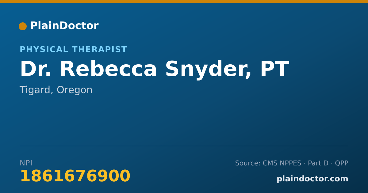 Shareable card for Rebecca Snyder, PT - Physical Therapist, Tigard, OR