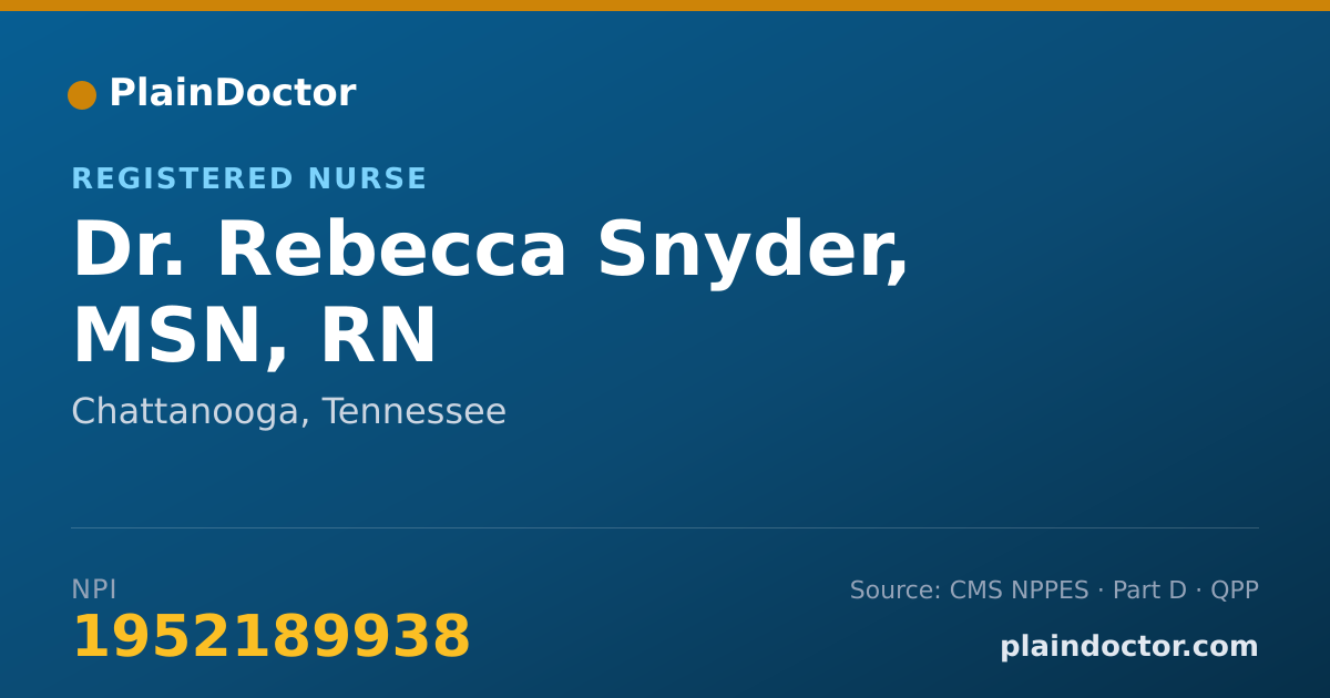 Shareable card for Rebecca Snyder, MSN, RN - Registered Nurse, Chattanooga, TN