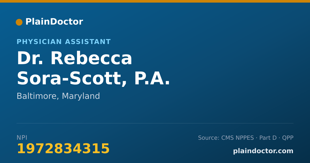 Shareable card for Rebecca Sora-Scott, P.A. - Physician Assistant, Baltimore, MD