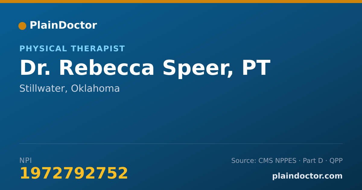Shareable card for Rebecca Speer, PT - Physical Therapist, Stillwater, OK