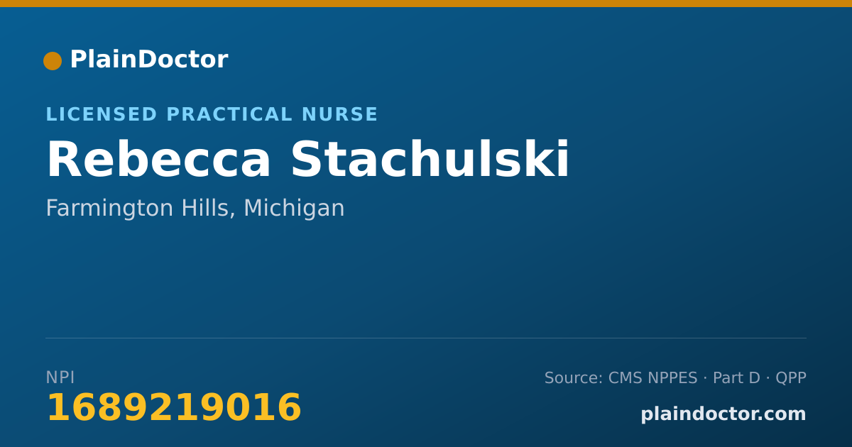 Shareable card for Rebecca Stachulski - Licensed Practical Nurse, Farmington Hills, MI