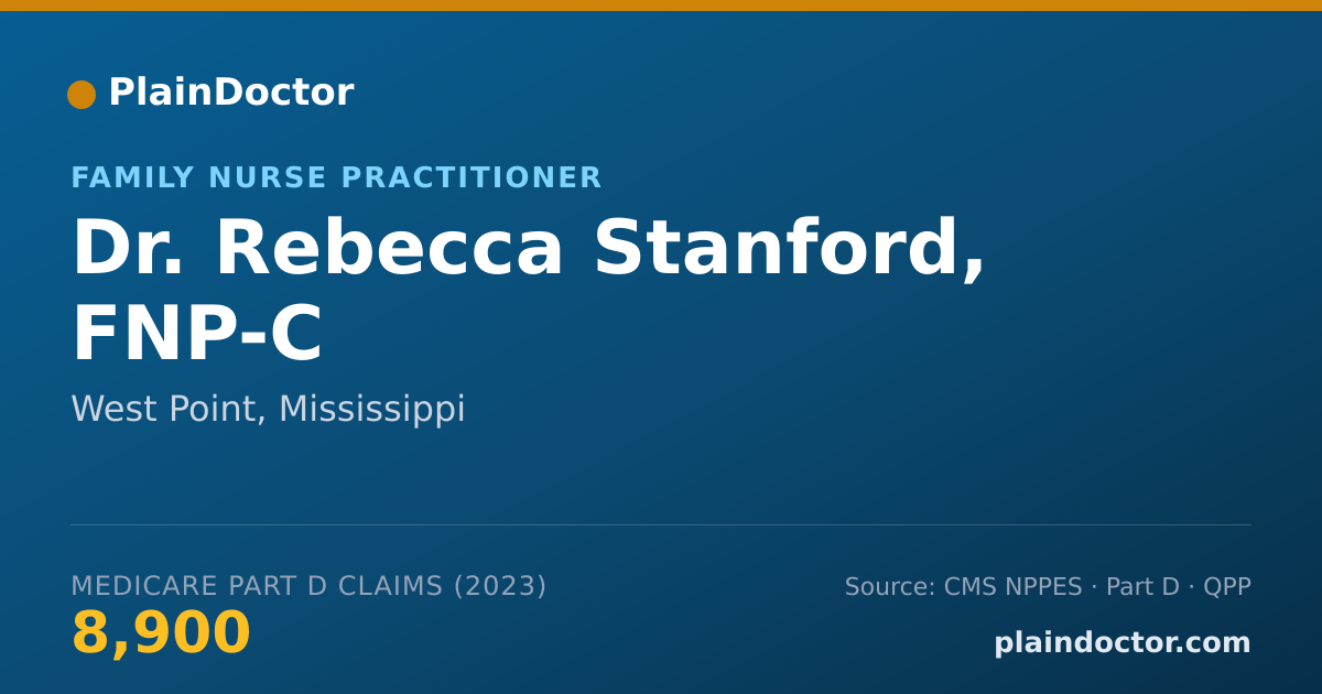 Shareable card for Rebecca Stanford, FNP-C - Family Nurse Practitioner, West Point, MS