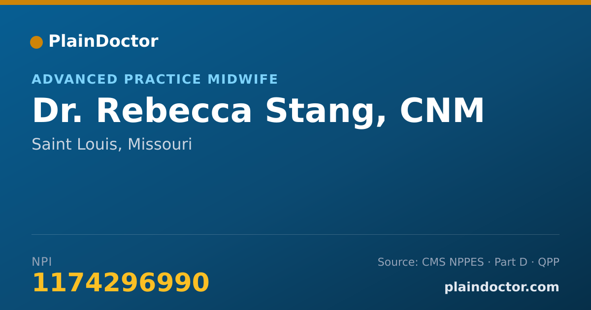 Shareable card for Rebecca Stang, CNM - Advanced Practice Midwife, Saint Louis, MO