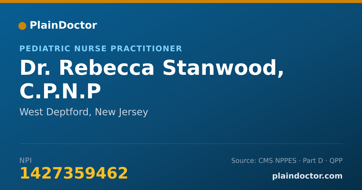 Shareable card for Rebecca Stanwood, C.P.N.P - Pediatric Nurse Practitioner, West Deptford, NJ