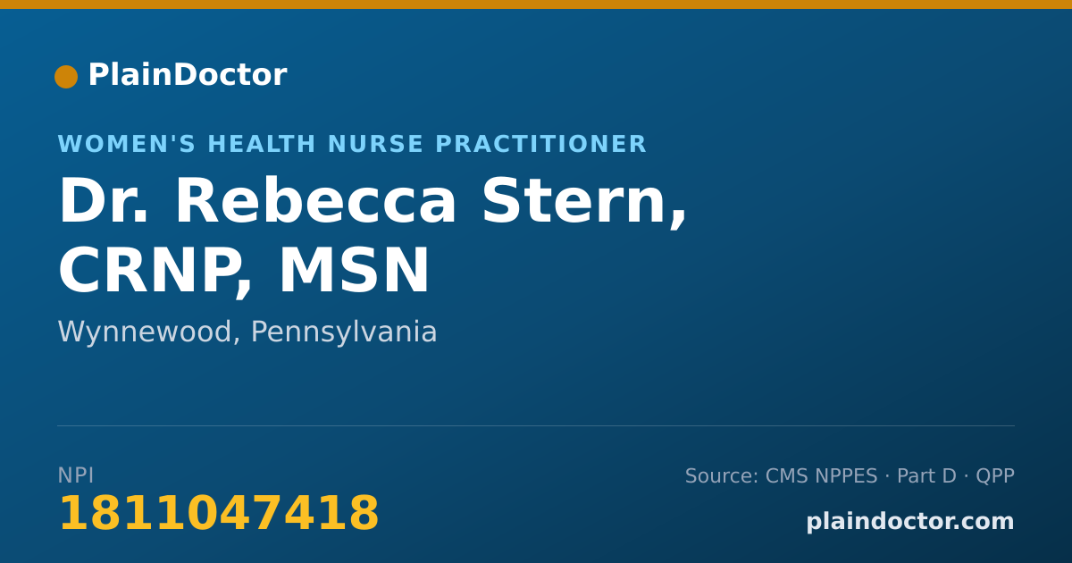 Shareable card for Rebecca Stern, CRNP, MSN - Women's Health Nurse Practitioner, Wynnewood, PA