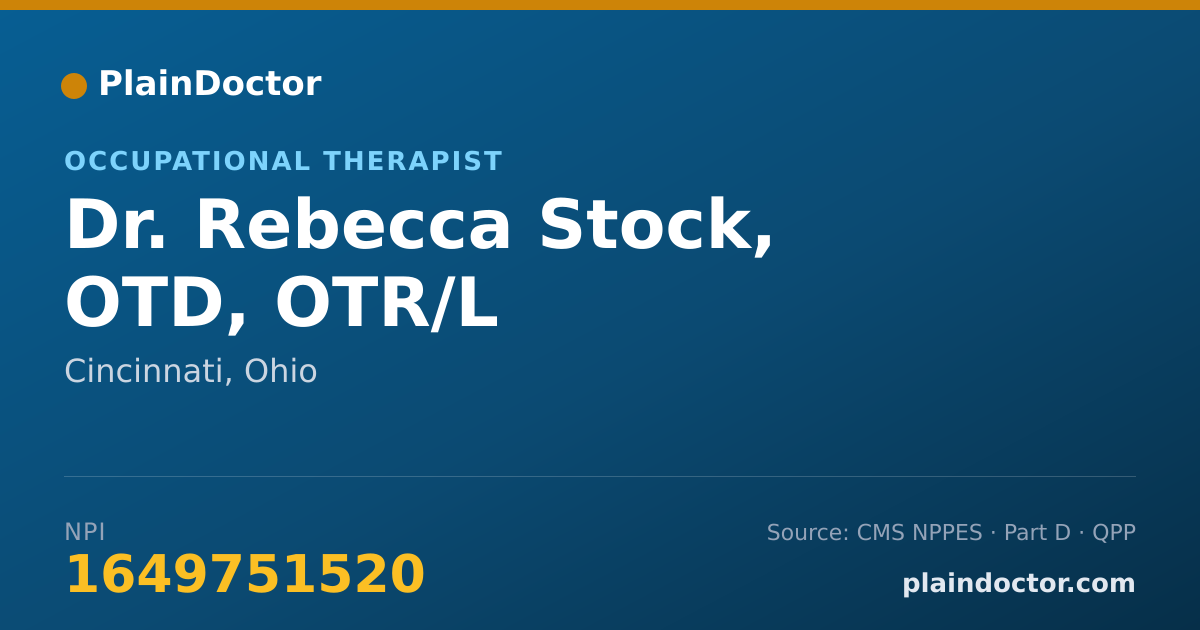 Shareable card for Rebecca Stock, OTD, OTR/L - Occupational Therapist, Cincinnati, OH