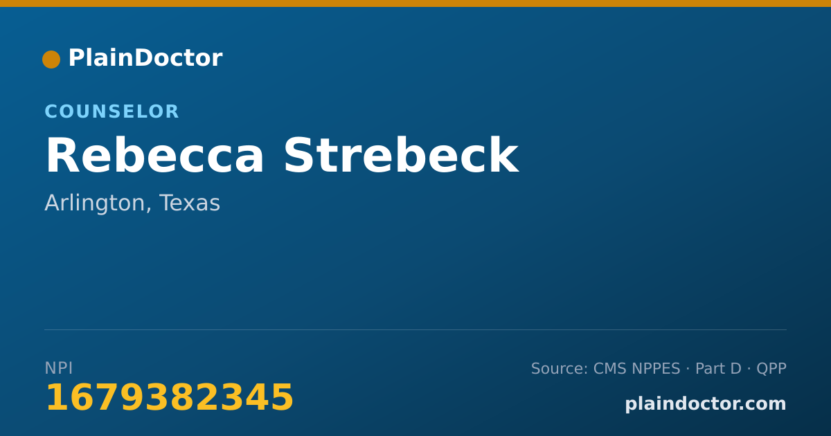 Shareable card for Rebecca Strebeck - Counselor, Arlington, TX