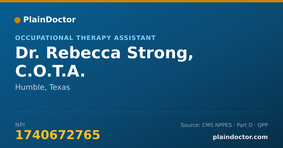 Shareable card for Rebecca Strong, C.O.T.A. - Occupational Therapy Assistant, Humble, TX