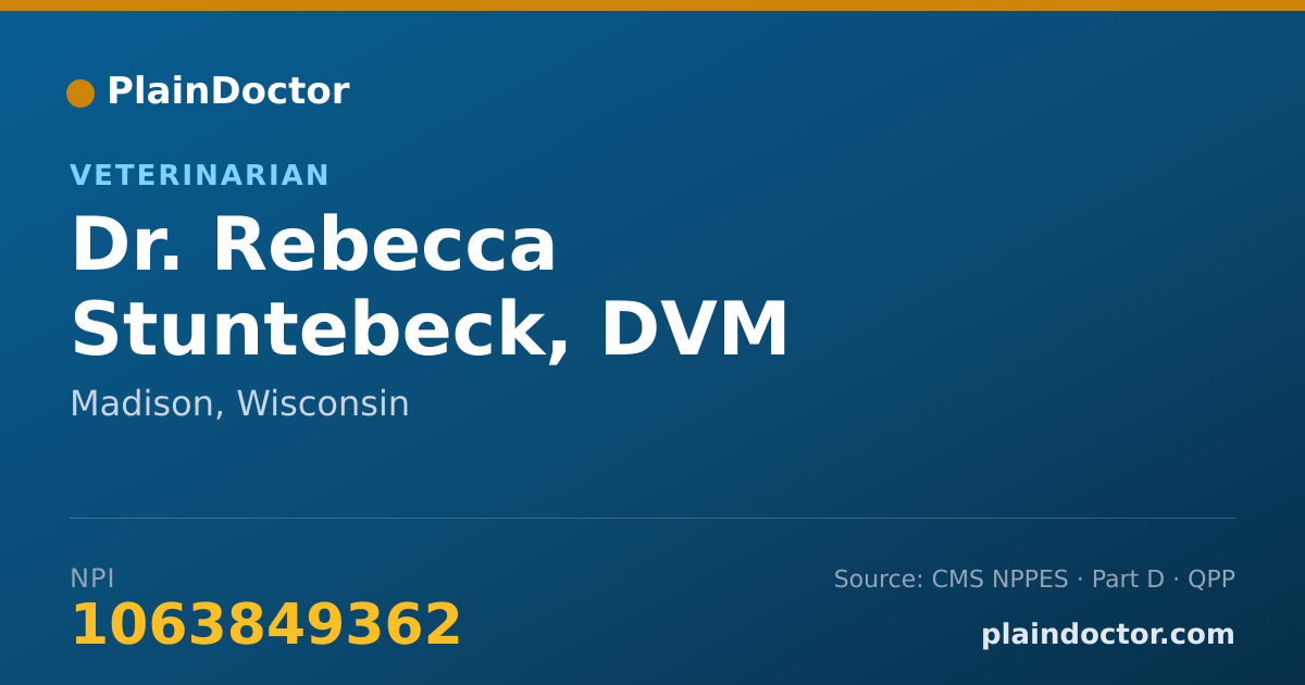 Shareable card for Rebecca Stuntebeck, DVM - Veterinarian, Madison, WI