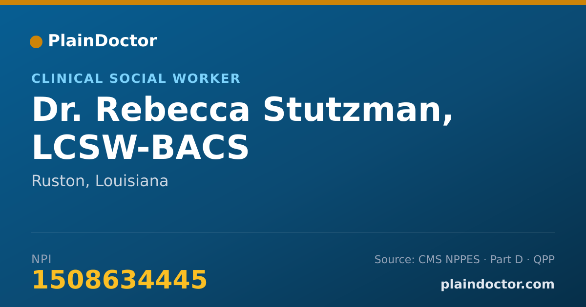 Shareable card for Rebecca Stutzman, LCSW-BACS - Clinical Social Worker, Ruston, LA