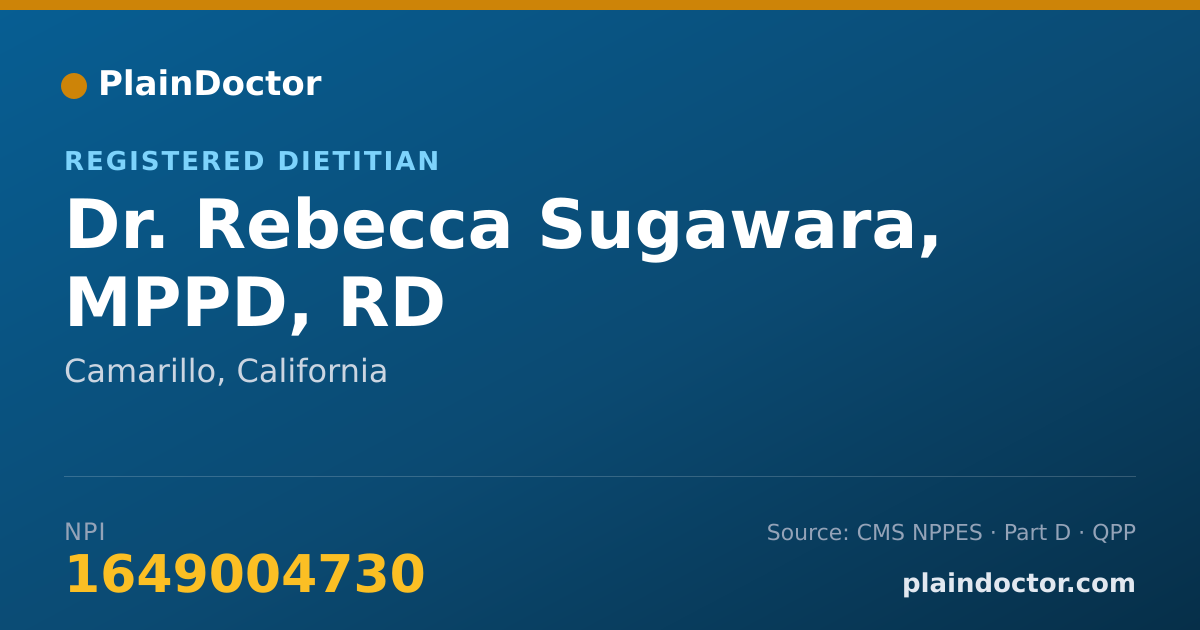 Shareable card for Rebecca Sugawara, MPPD, RD - Registered Dietitian, Camarillo, CA