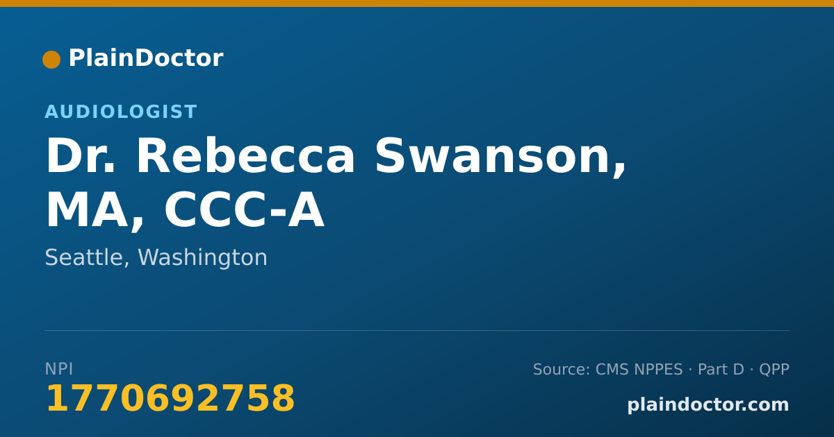 Shareable card for Rebecca Swanson, MA, CCC-A - Audiologist, Seattle, WA