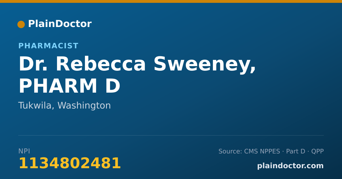 Shareable card for Rebecca Sweeney, PHARM D - Pharmacist, Tukwila, WA