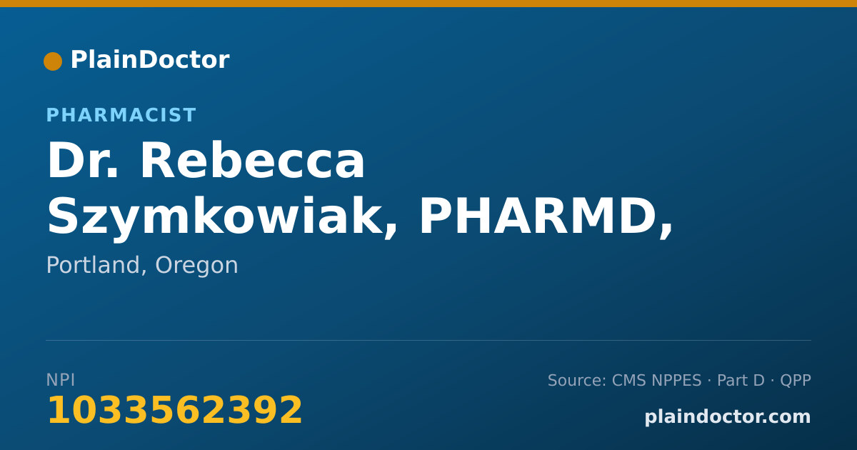 Shareable card for Rebecca Szymkowiak, PHARMD, RPH - Pharmacist, Portland, OR