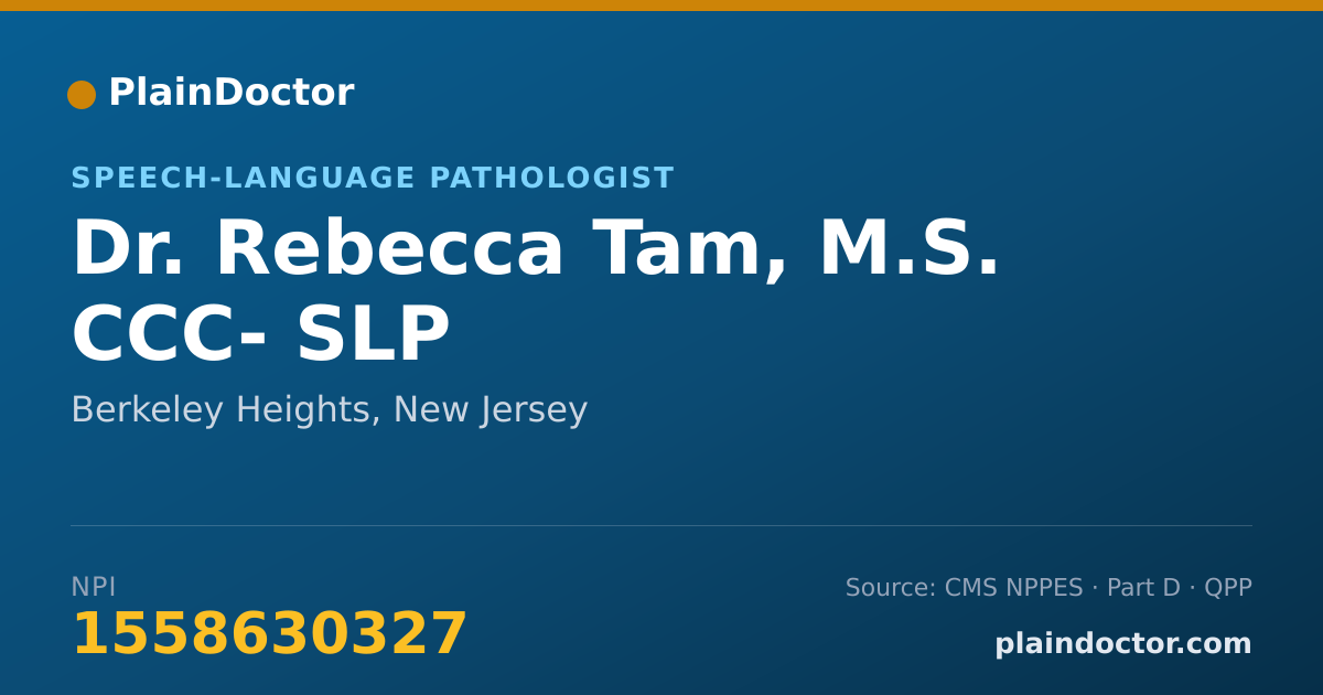 Shareable card for Rebecca Tam, M.S. CCC- SLP - Speech-Language Pathologist, Berkeley Heights, NJ