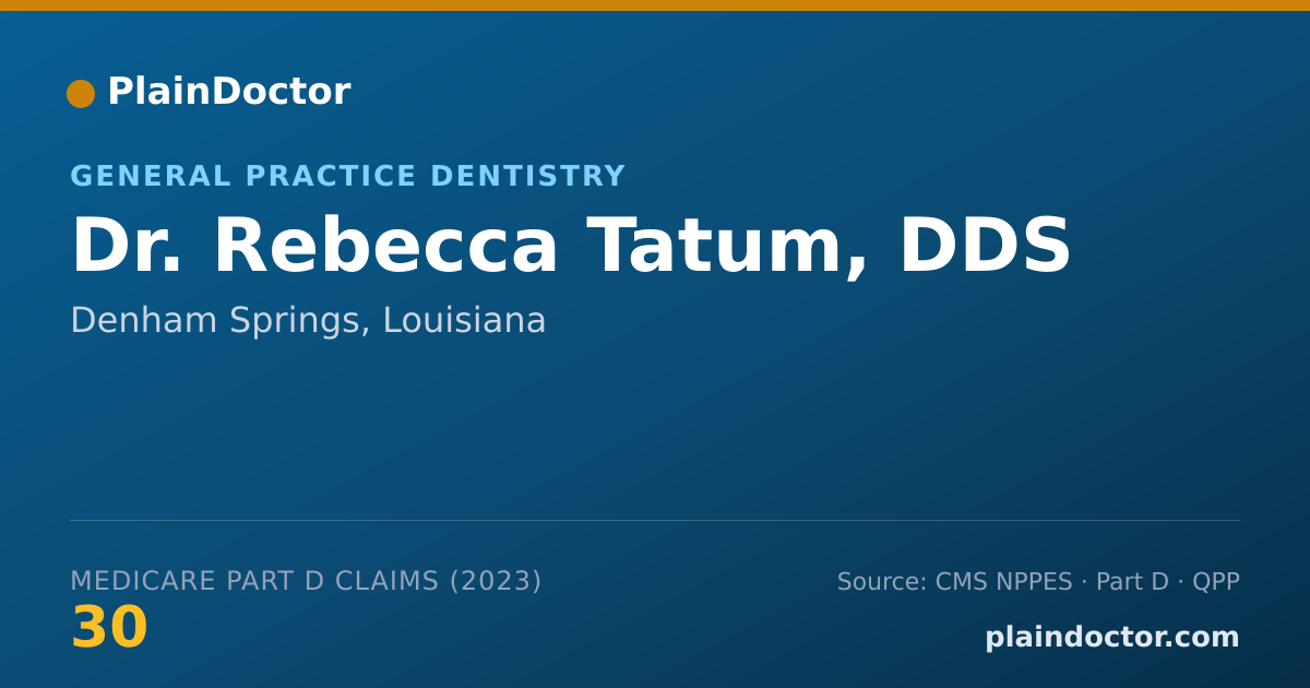 Shareable card for Rebecca Tatum, DDS - General Practice Dentistry, Denham Springs, LA