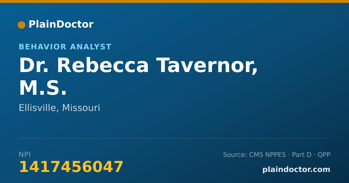 Shareable card for Rebecca Tavernor, M.S. - Behavior Analyst, Ellisville, MO