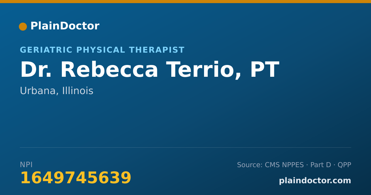Shareable card for Rebecca Terrio, PT - Geriatric Physical Therapist, Urbana, IL