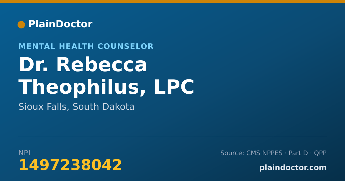 Shareable card for Rebecca Theophilus, LPC - Mental Health Counselor, Sioux Falls, SD