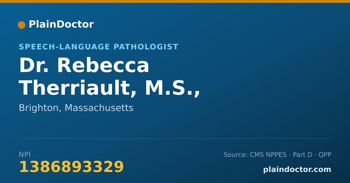 Shareable card for Rebecca Therriault, M.S., CF-SLP - Speech-Language Pathologist, Brighton, MA