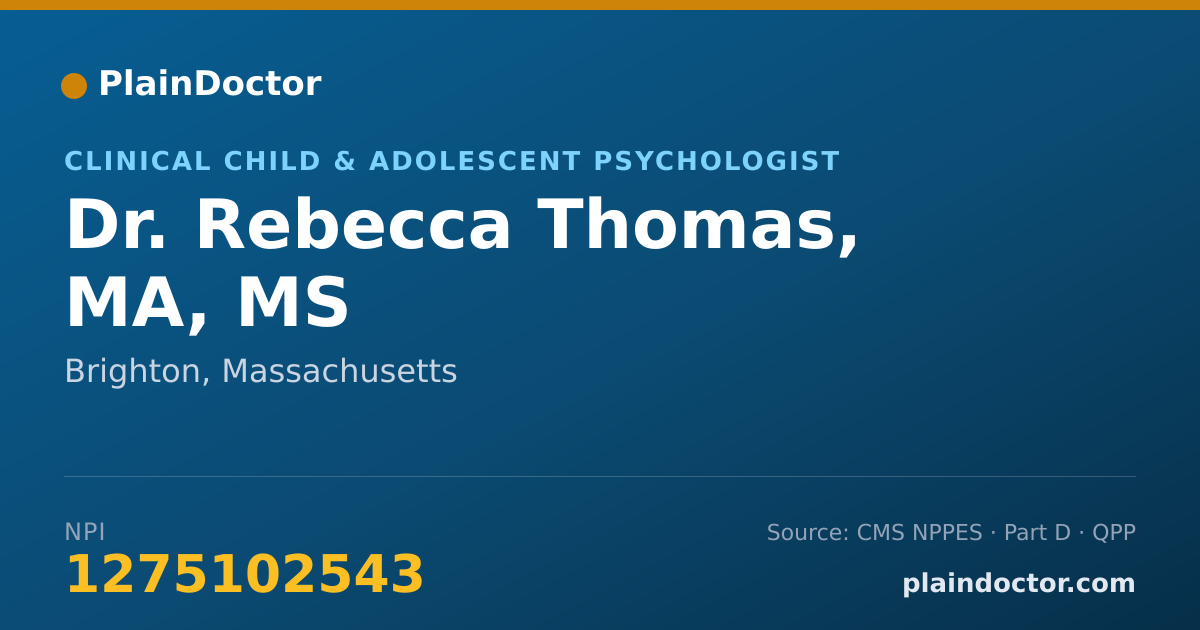 Shareable card for Rebecca Thomas, MA, MS - Clinical Child & Adolescent Psychologist, Brighton, MA
