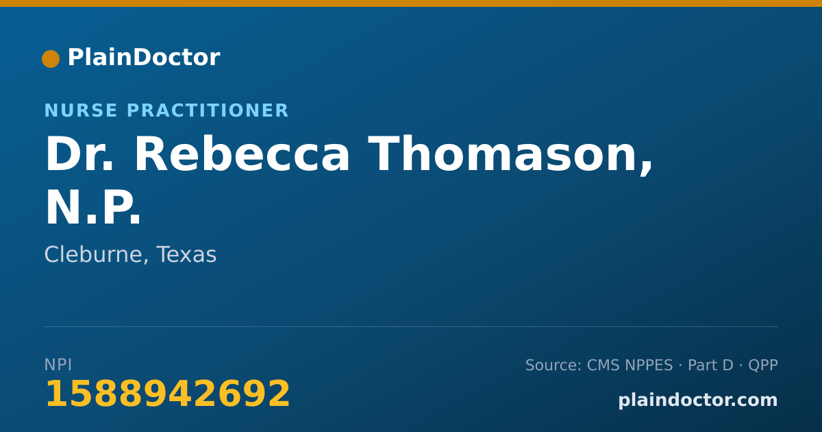 Shareable card for Rebecca Thomason, N.P. - Nurse Practitioner, Cleburne, TX