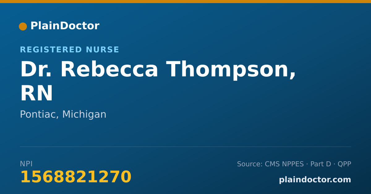 Shareable card for Rebecca Thompson, RN - Registered Nurse, Pontiac, MI